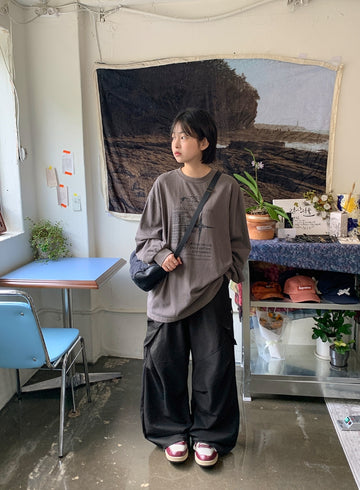 Hedind diagonal cargo wide pants